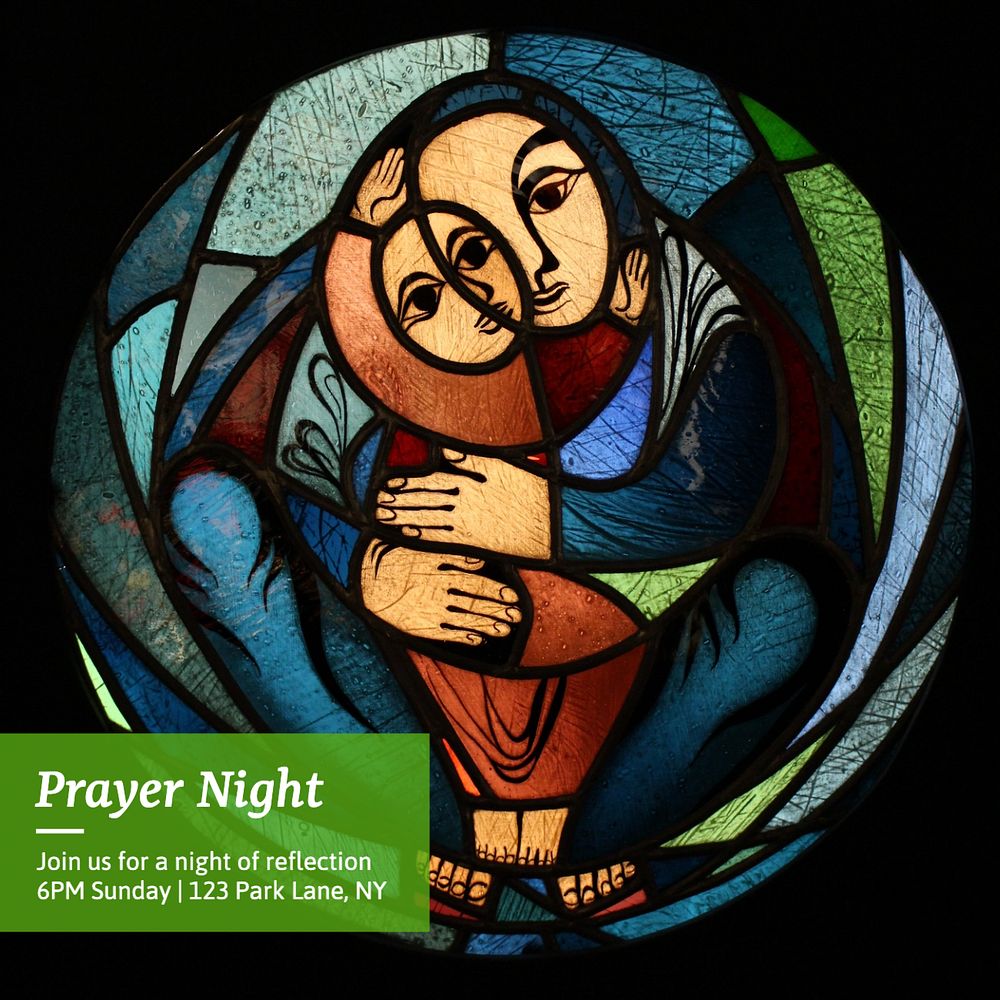 Prayer night Instagram post template, editable text