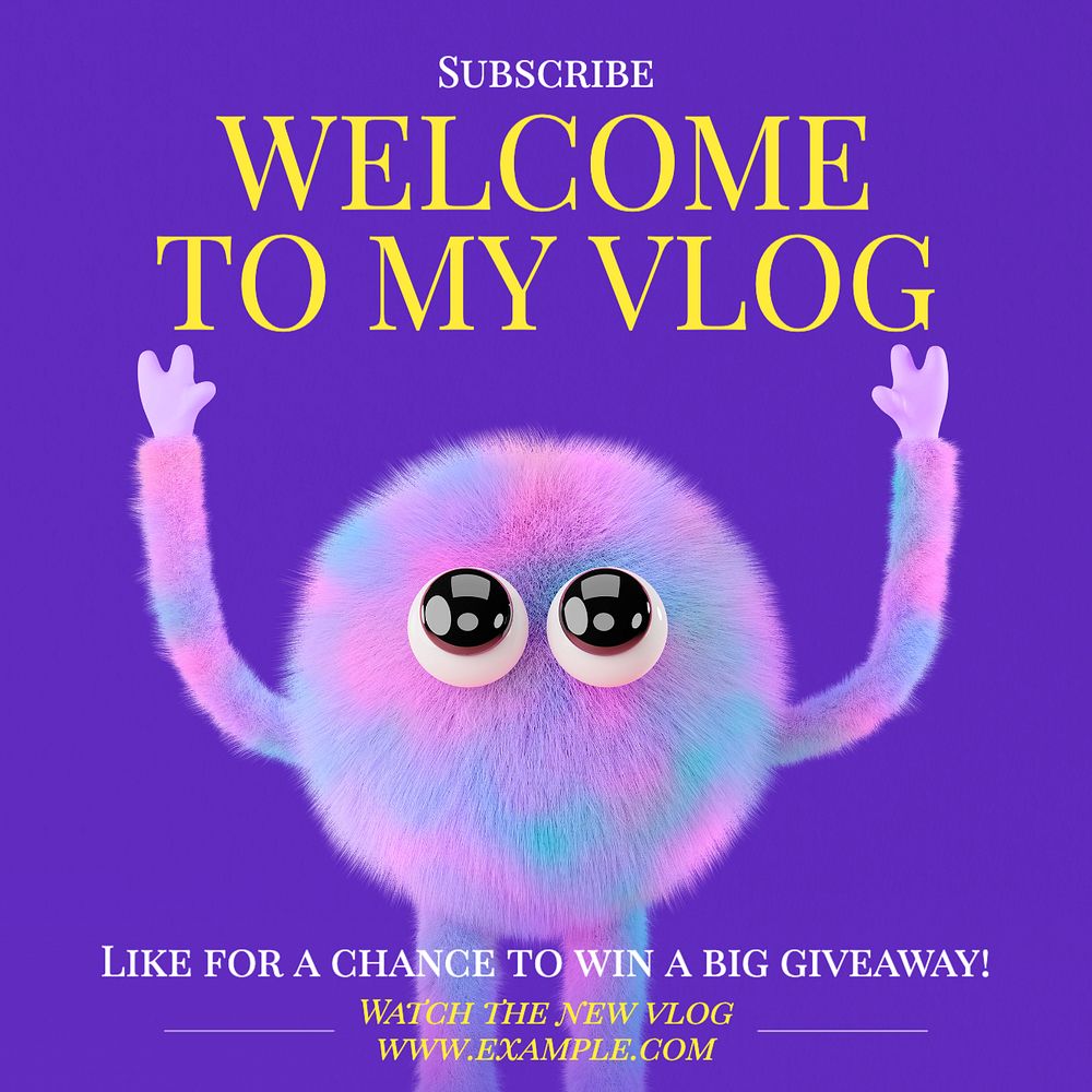 Welcome to my vlog Instagram post template, editable text