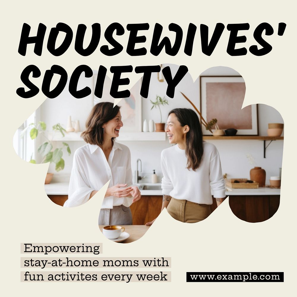 Housewives' society Instagram post template, editable text