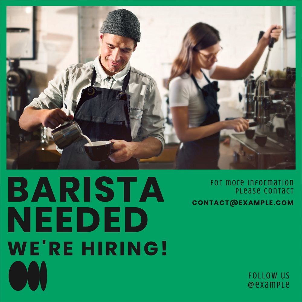 Barista needed Instagram post template, editable text