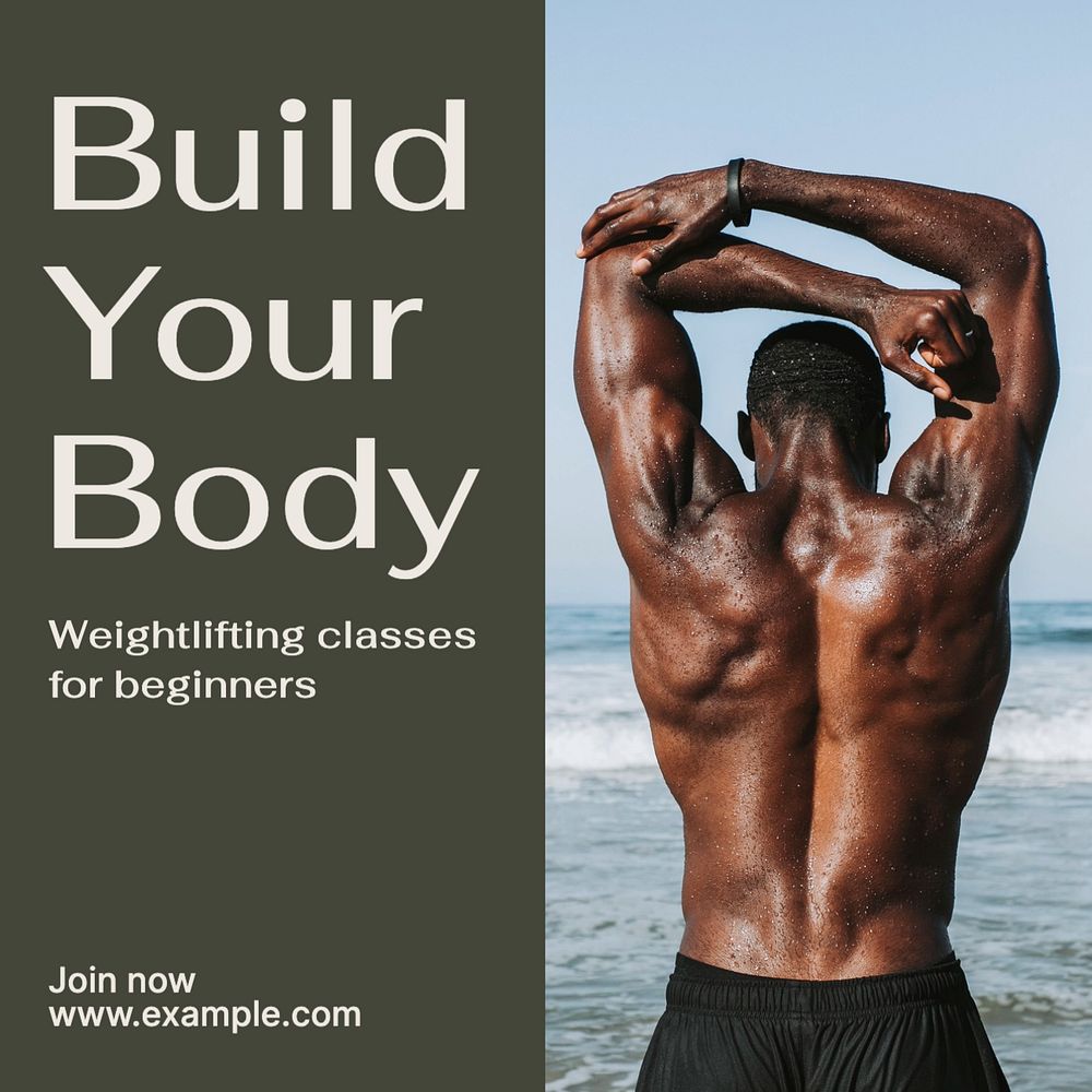 Build your body Instagram post template, editable text