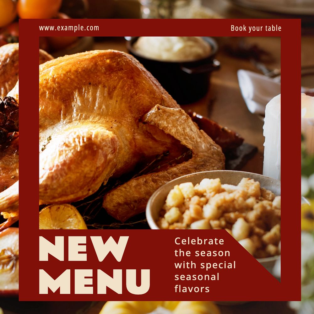 New menu poster Instagram post template, editable text