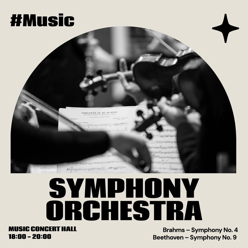 Orchestra concert Instagram post template, editable text