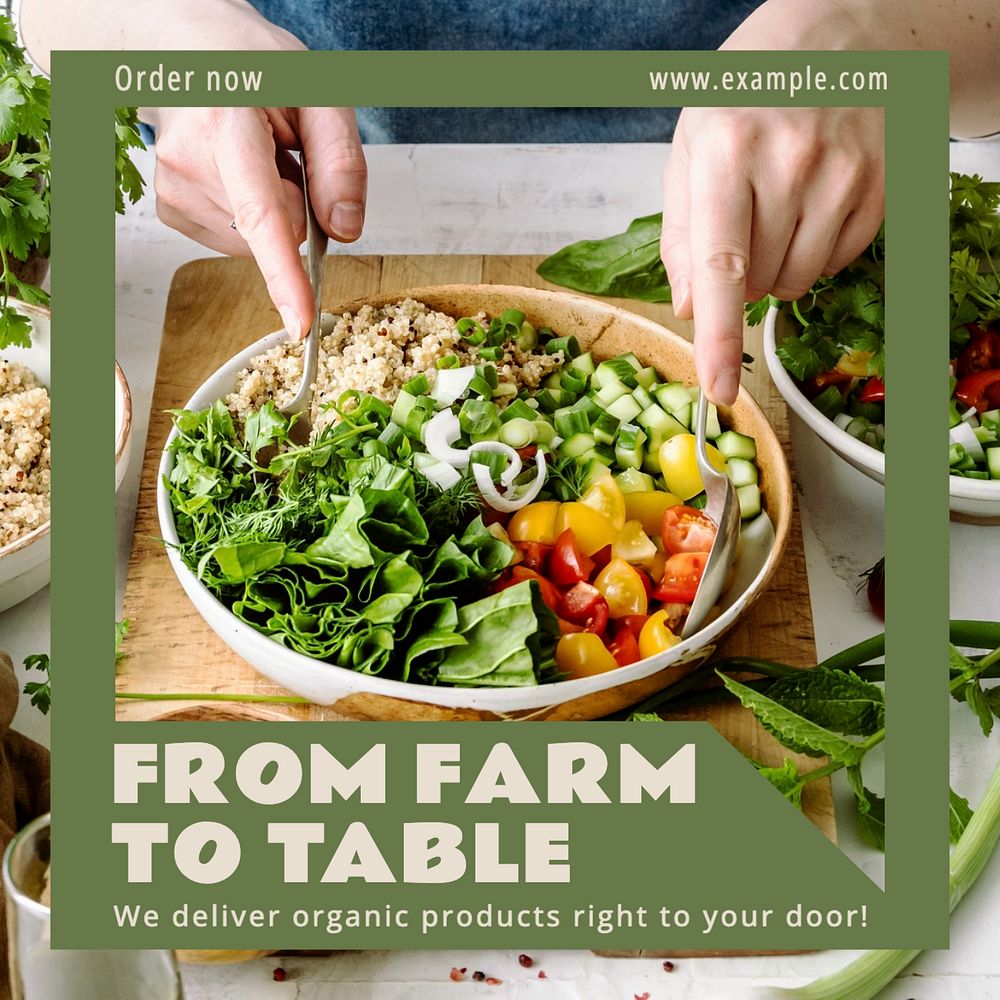 Organic food poster Instagram post template, editable text