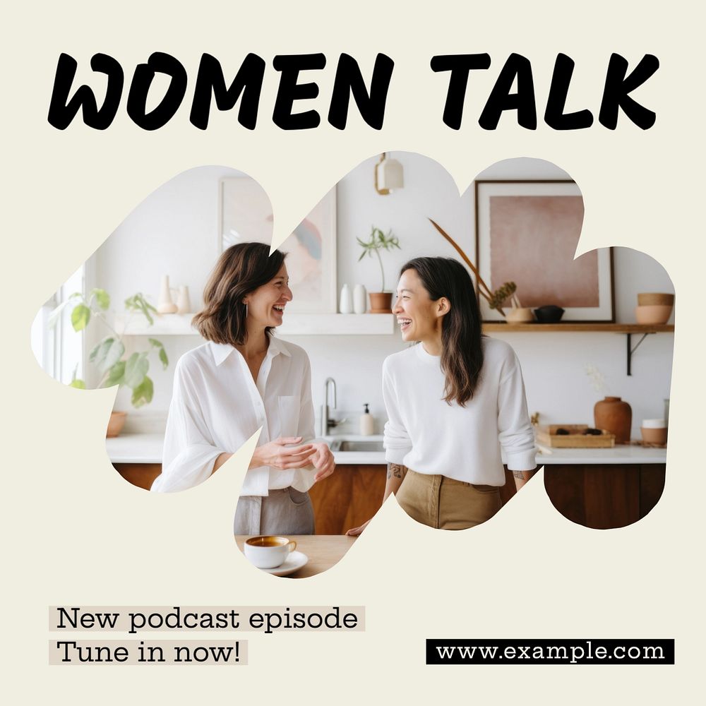 Women podcast Instagram post template, editable text