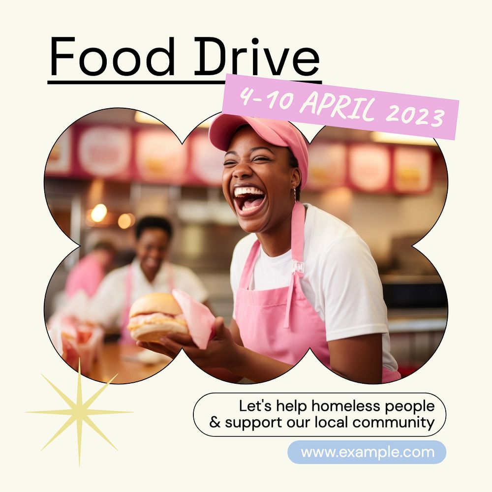 Food drive Instagram post template, editable text