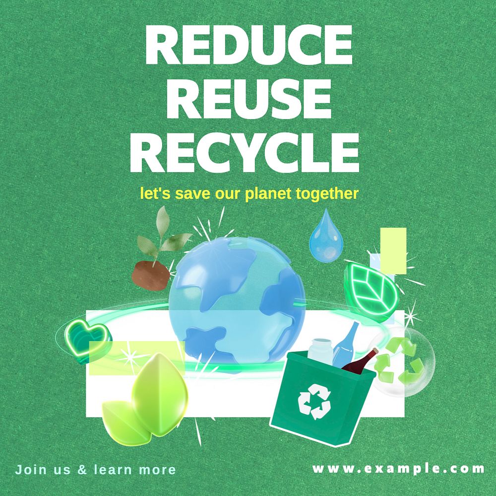 Reduce reuse recycle Instagram post template, editable text