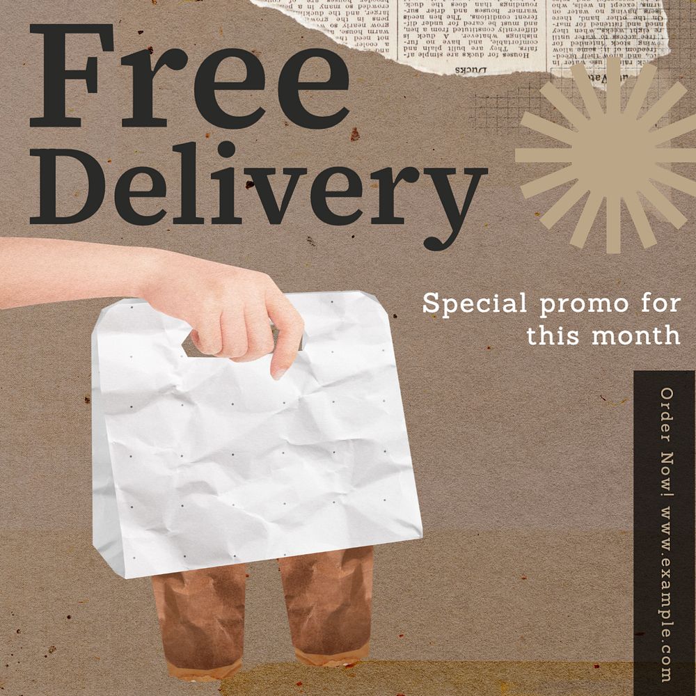 Free delivery Instagram post template, editable text