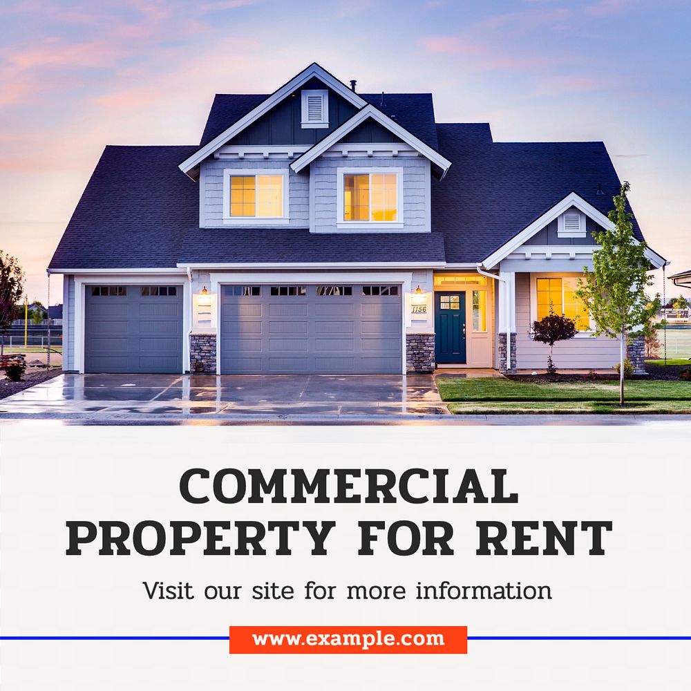 Commercial property rental Instagram post template, editable text