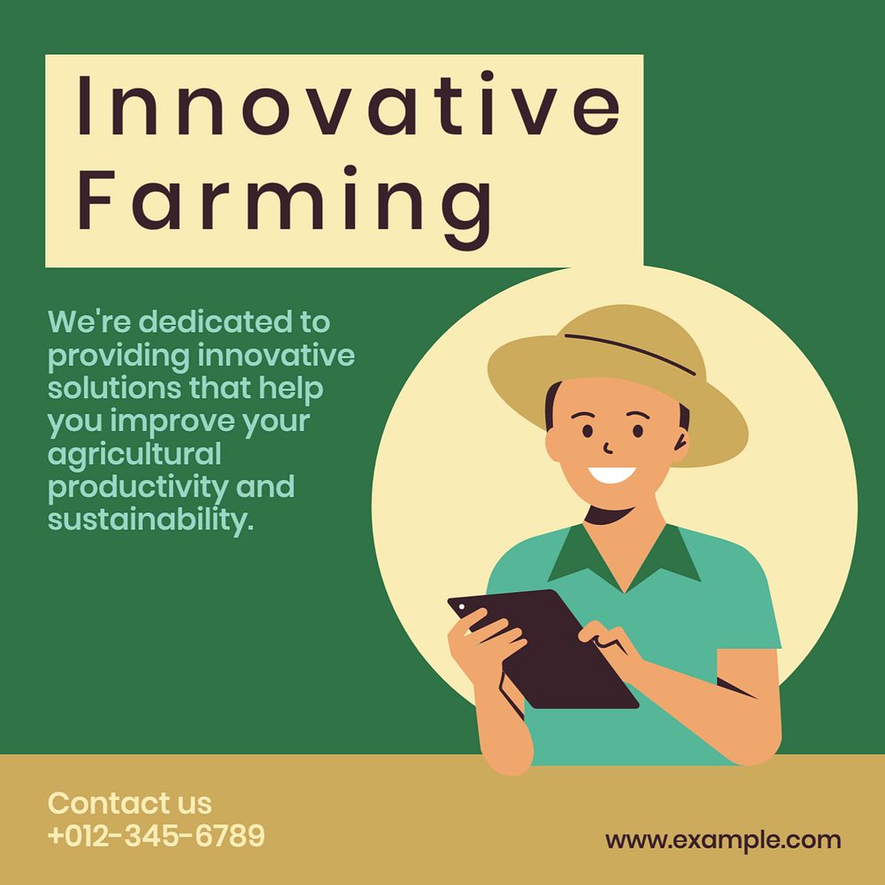 Innovative farming Instagram post template, editable text