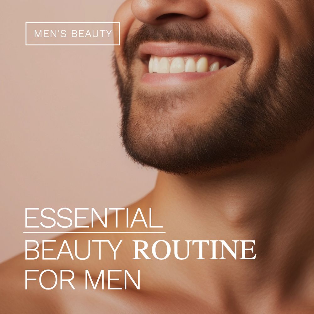 Men's beauty Instagram post template, editable text