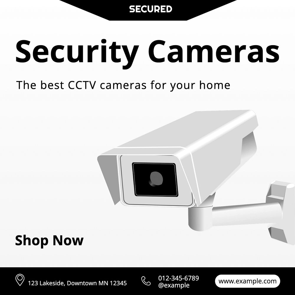 Security cameras Instagram post template, editable text