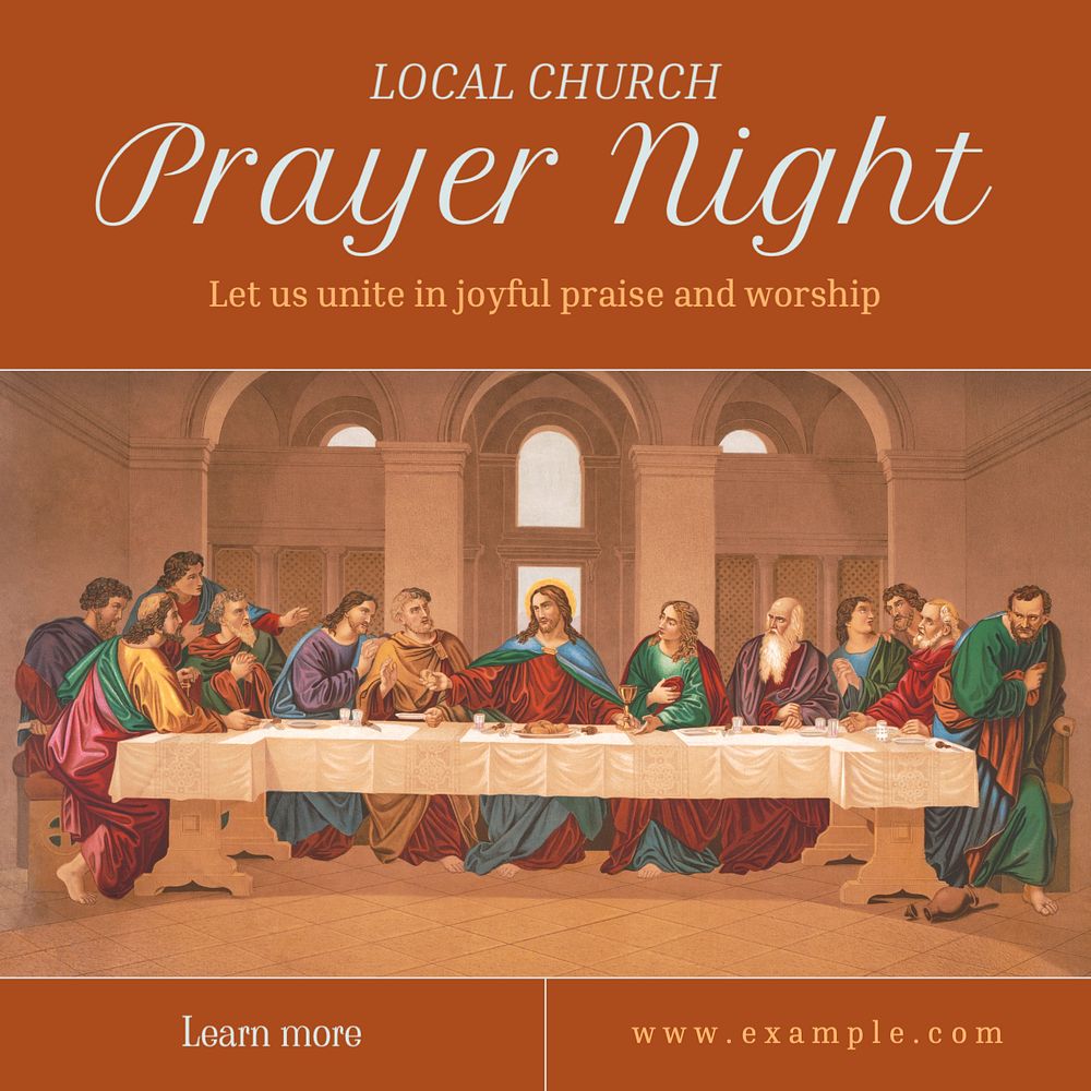 Prayer night Instagram post template, editable text