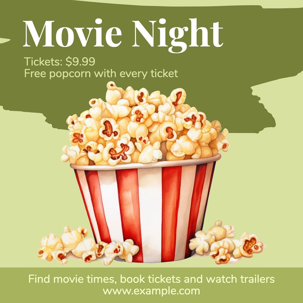 Movie night Instagram post template, editable text