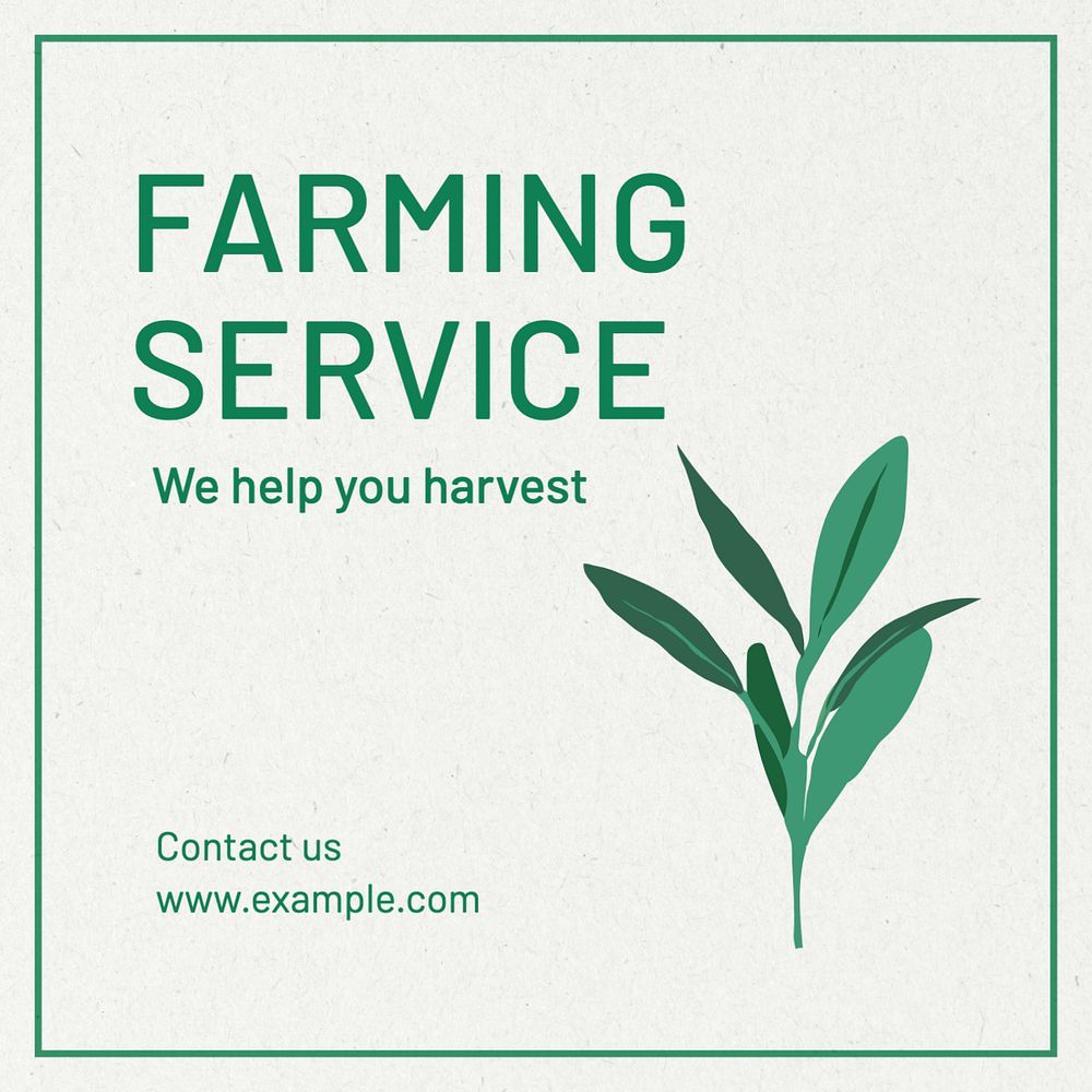 Farming service Instagram post template, editable text