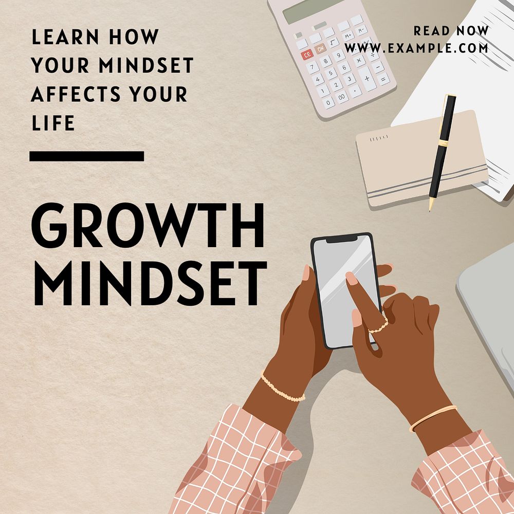 Growth mindset Instagram post template, editable text