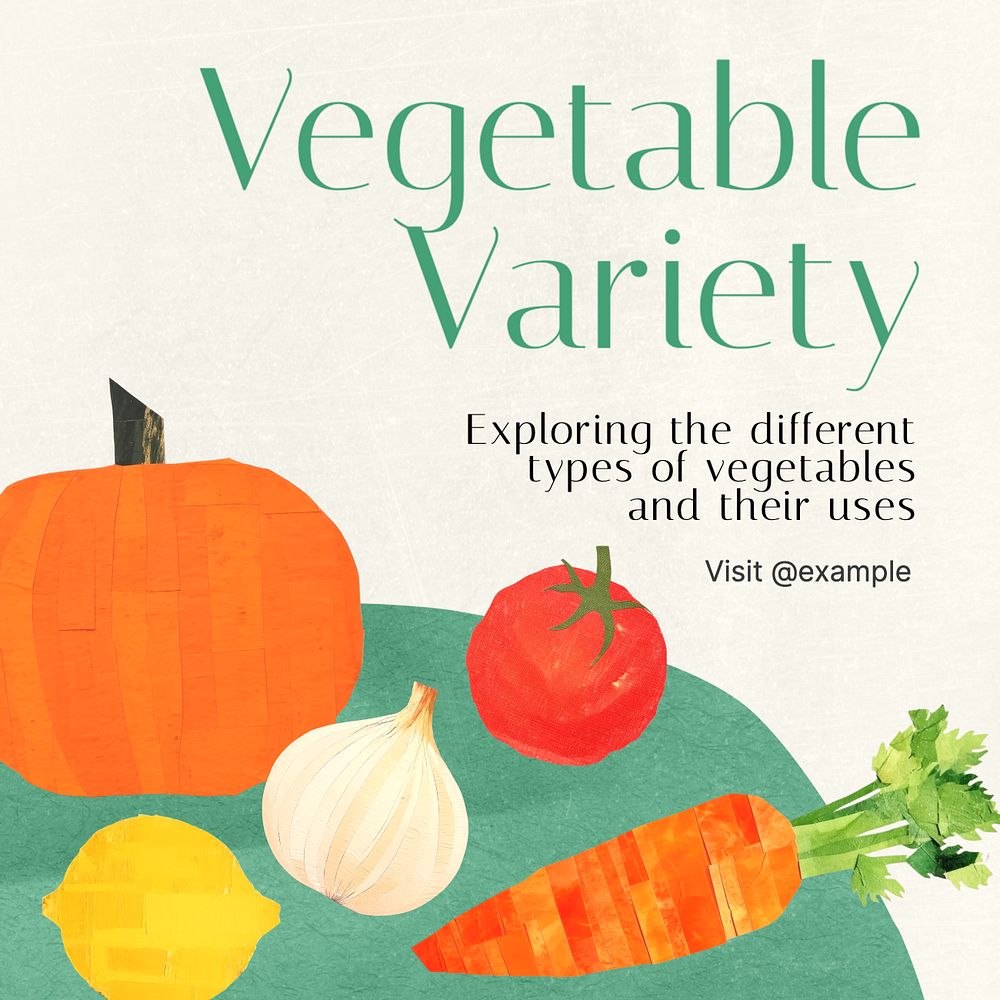 Vegetable variety Instagram post template, editable text