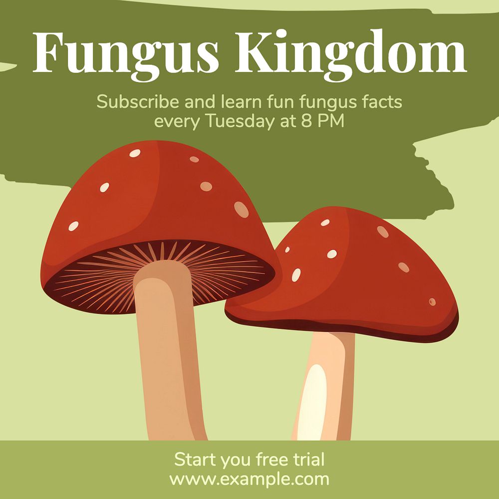 Fungus kingdom Instagram post template, editable text