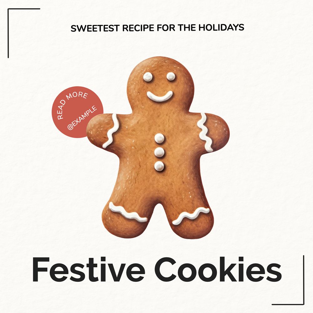 Festive cookie recipe Facebook post template, editable design