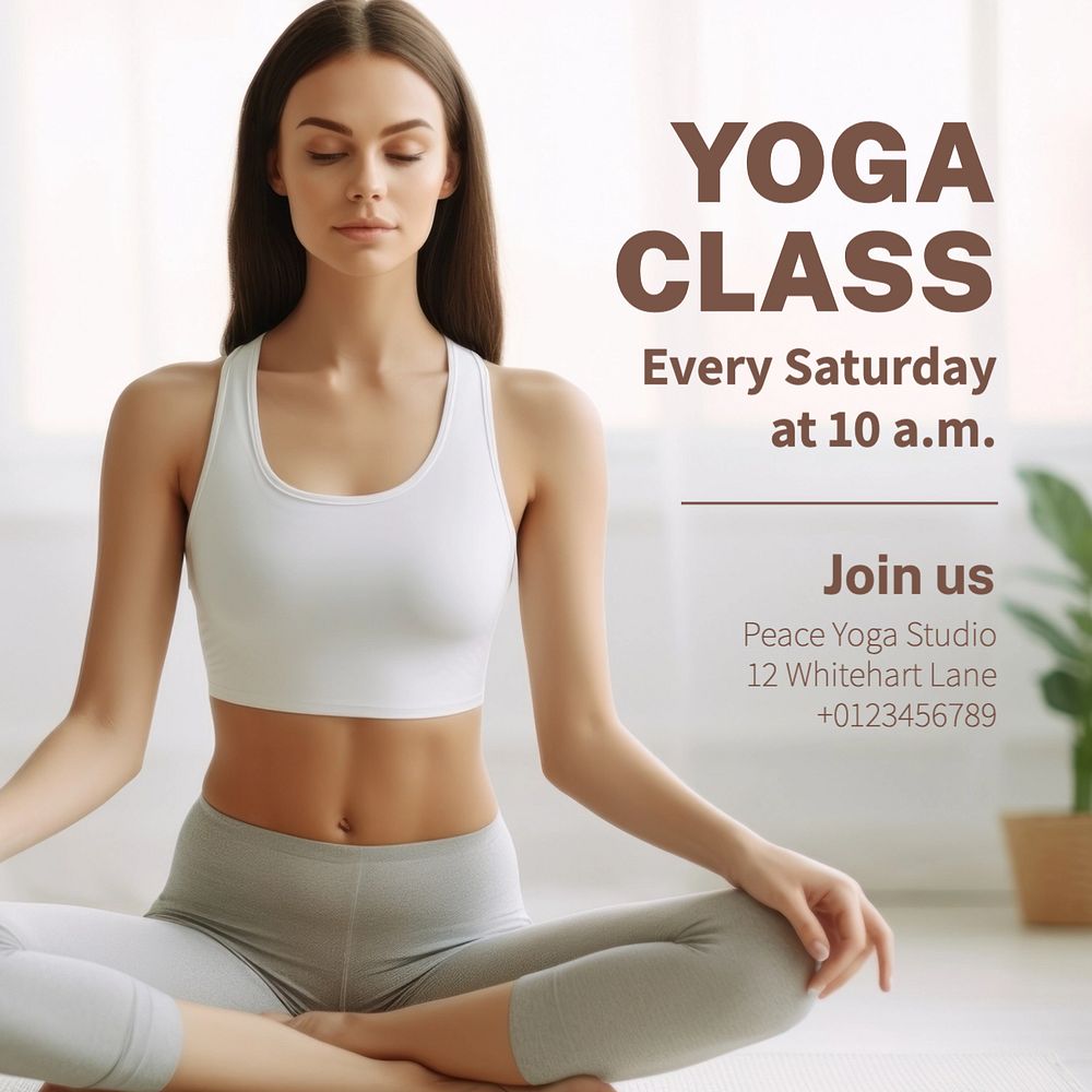 Yoga class Instagram post template, editable text