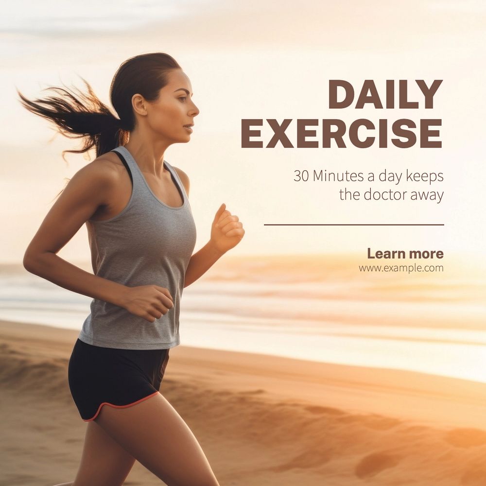 Daily exercise Instagram post template, editable text