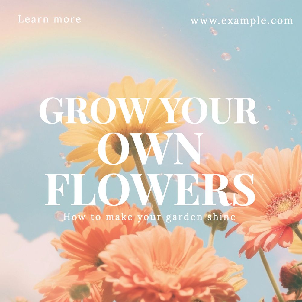 Garden flowers Instagram post template, editable text