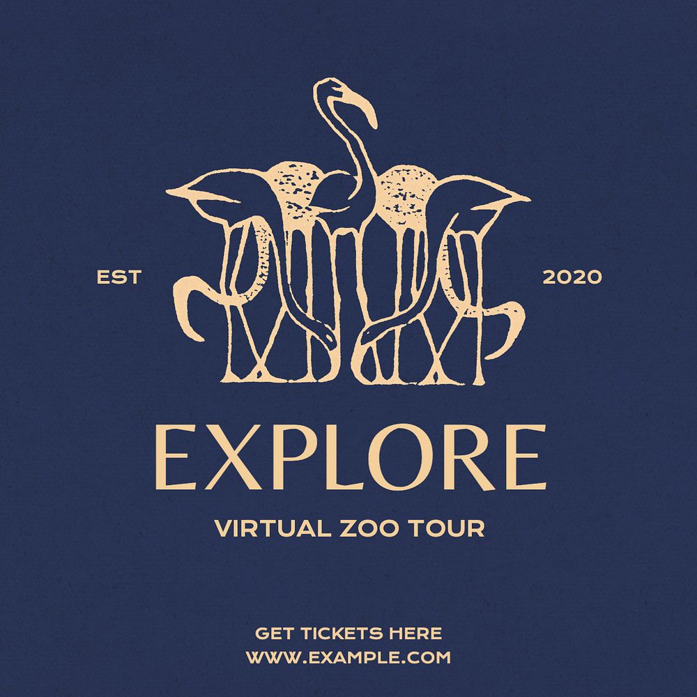 Zoo tour Instagram post template, editable text