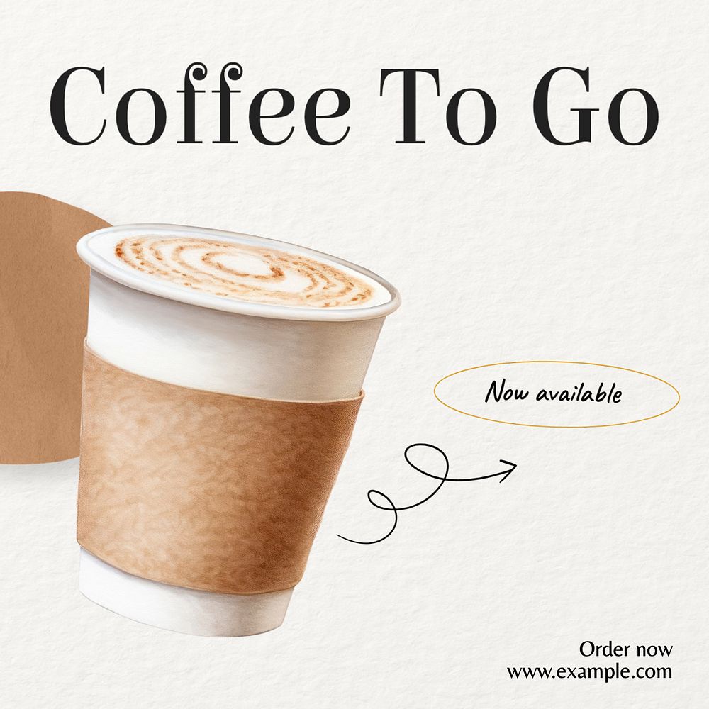 Coffee to go Facebook post template, editable design