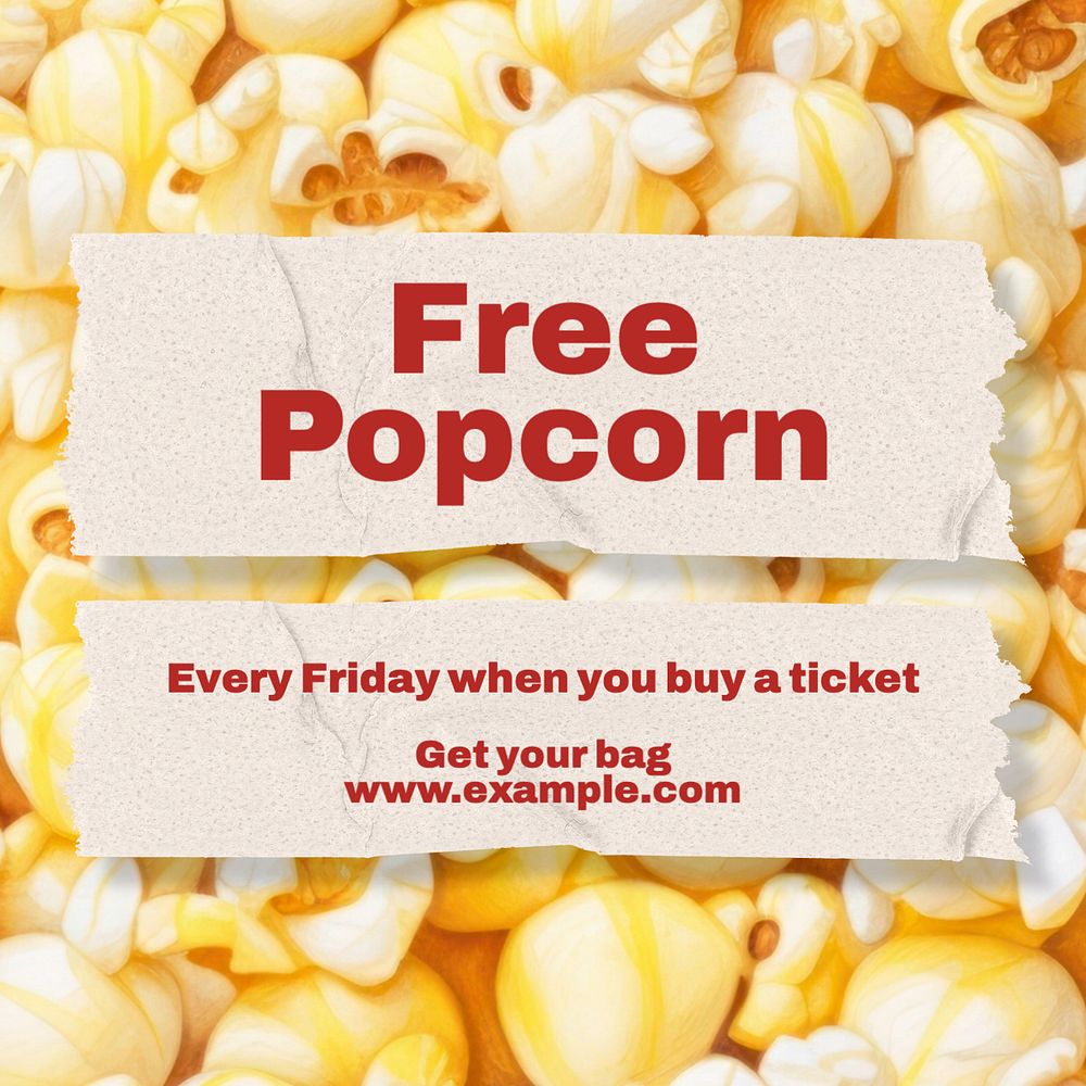 Free popcorn Facebook post template, editable design