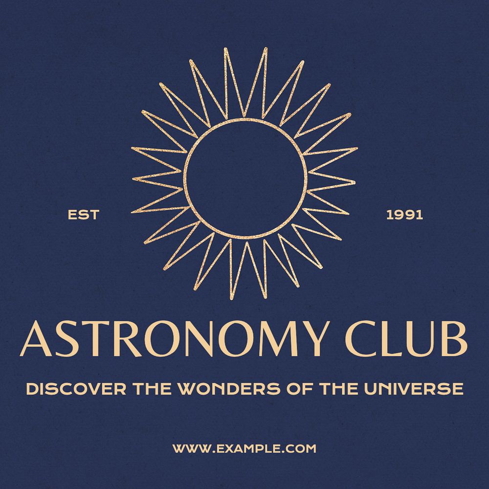 Astronomy club Instagram post template, editable text