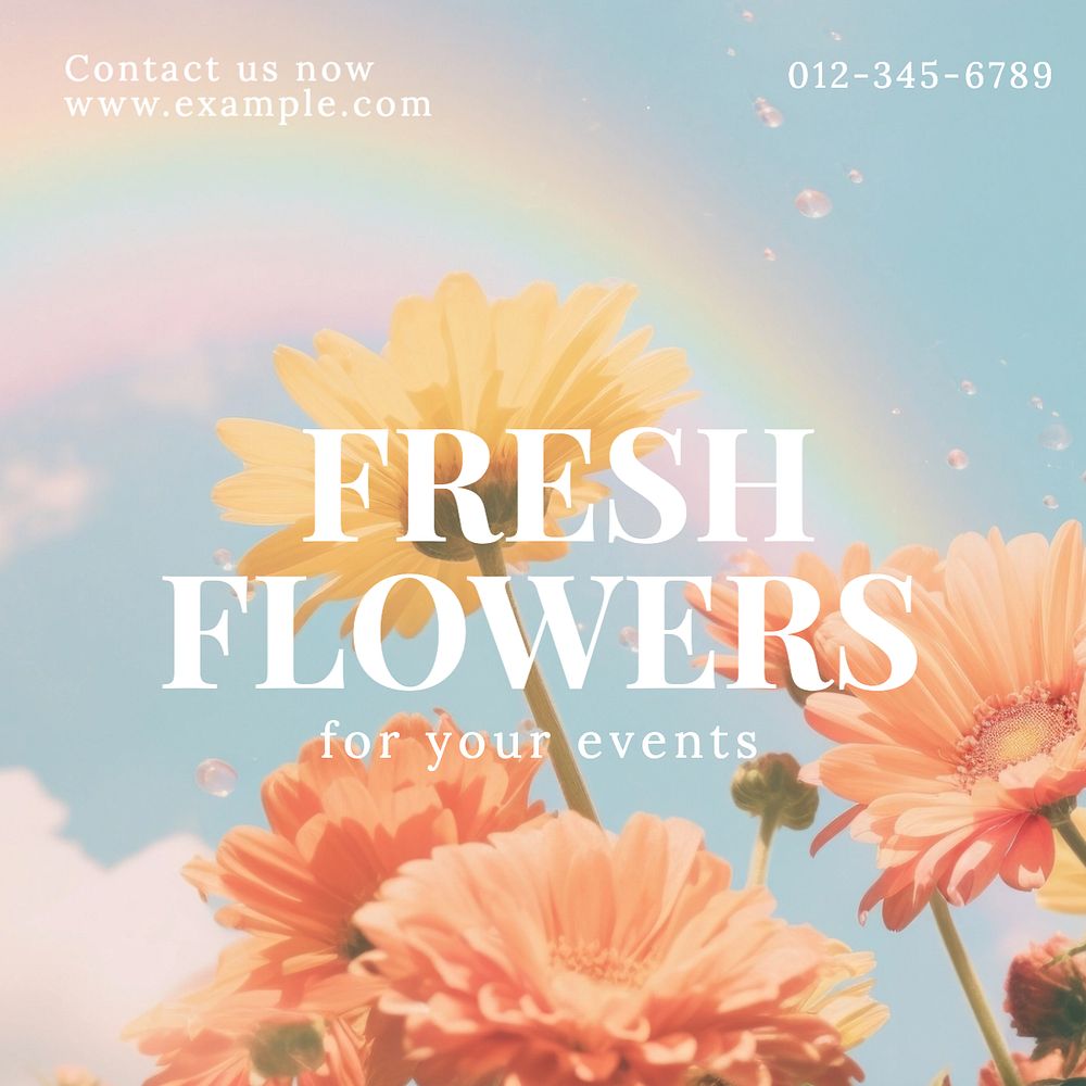 Fresh flowers Instagram post template, editable text