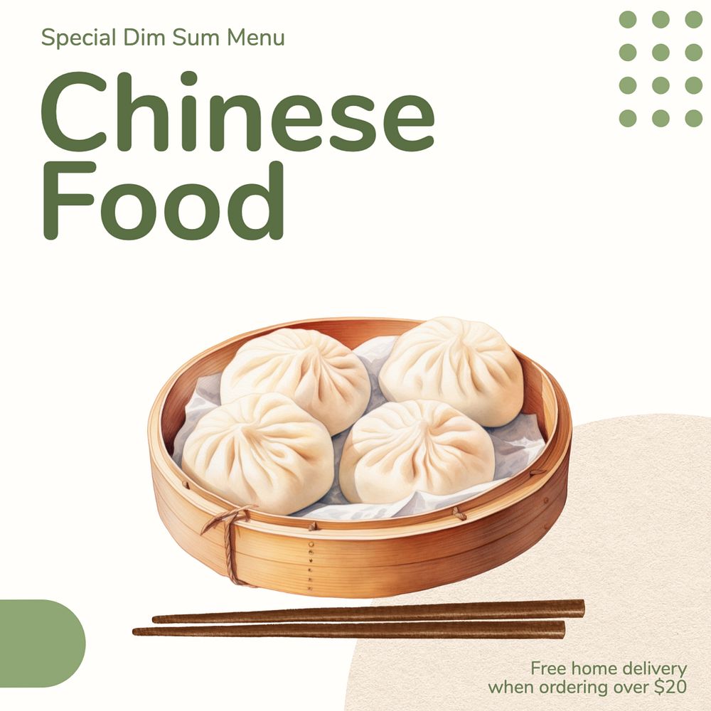 Chinese food Facebook post template, editable design