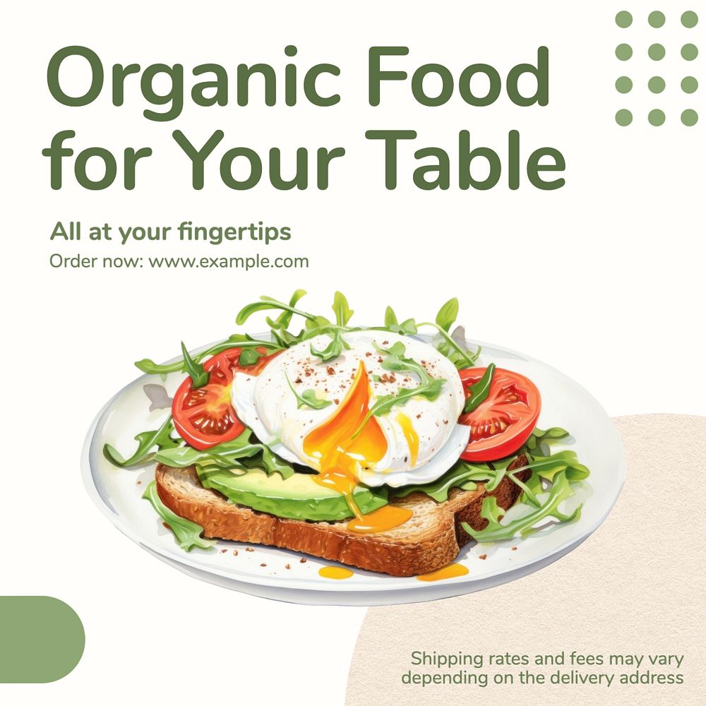 Organic food Facebook post template, editable design