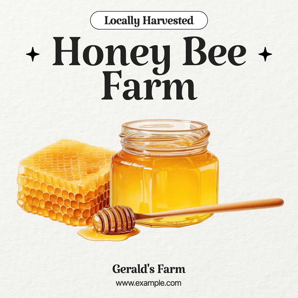 Honey bee farm Facebook post template, editable design