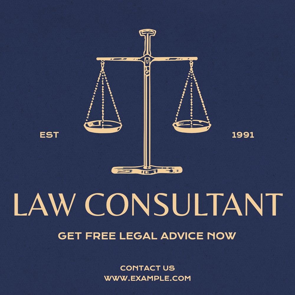 Law consultant Instagram post template, editable text