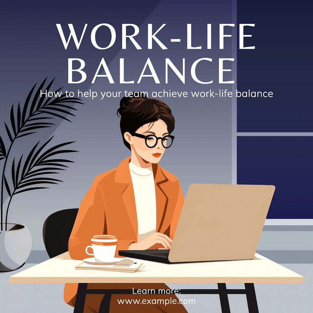 Work-life balance Instagram post template, editable text