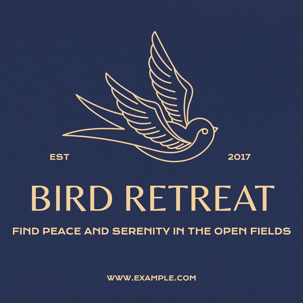 Bird retreat Instagram post template, editable text