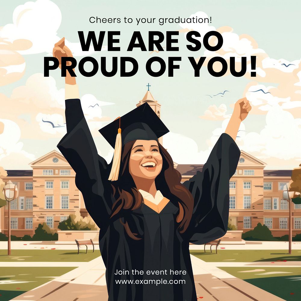 Graduation Instagram post template, editable text