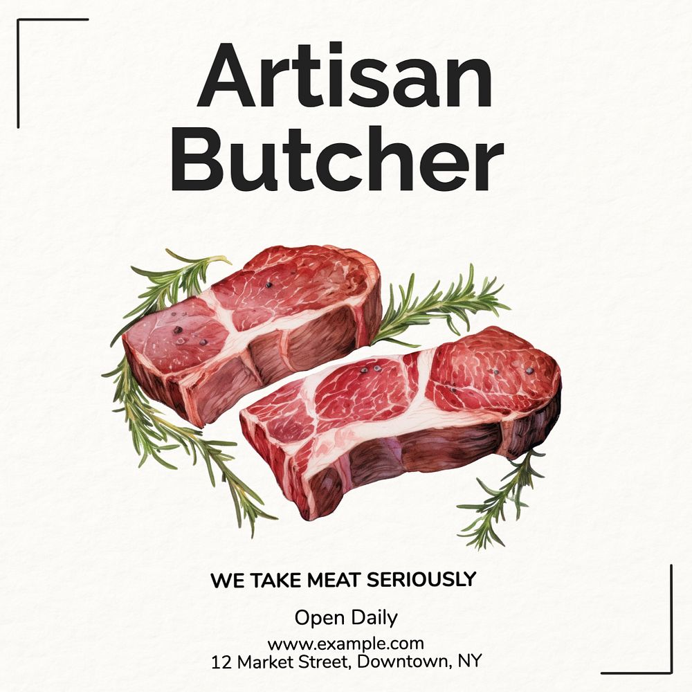 Artisan butcher Facebook post template, editable design