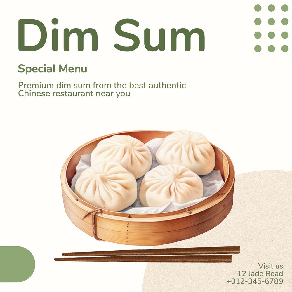 Dim sum Facebook post template, editable design