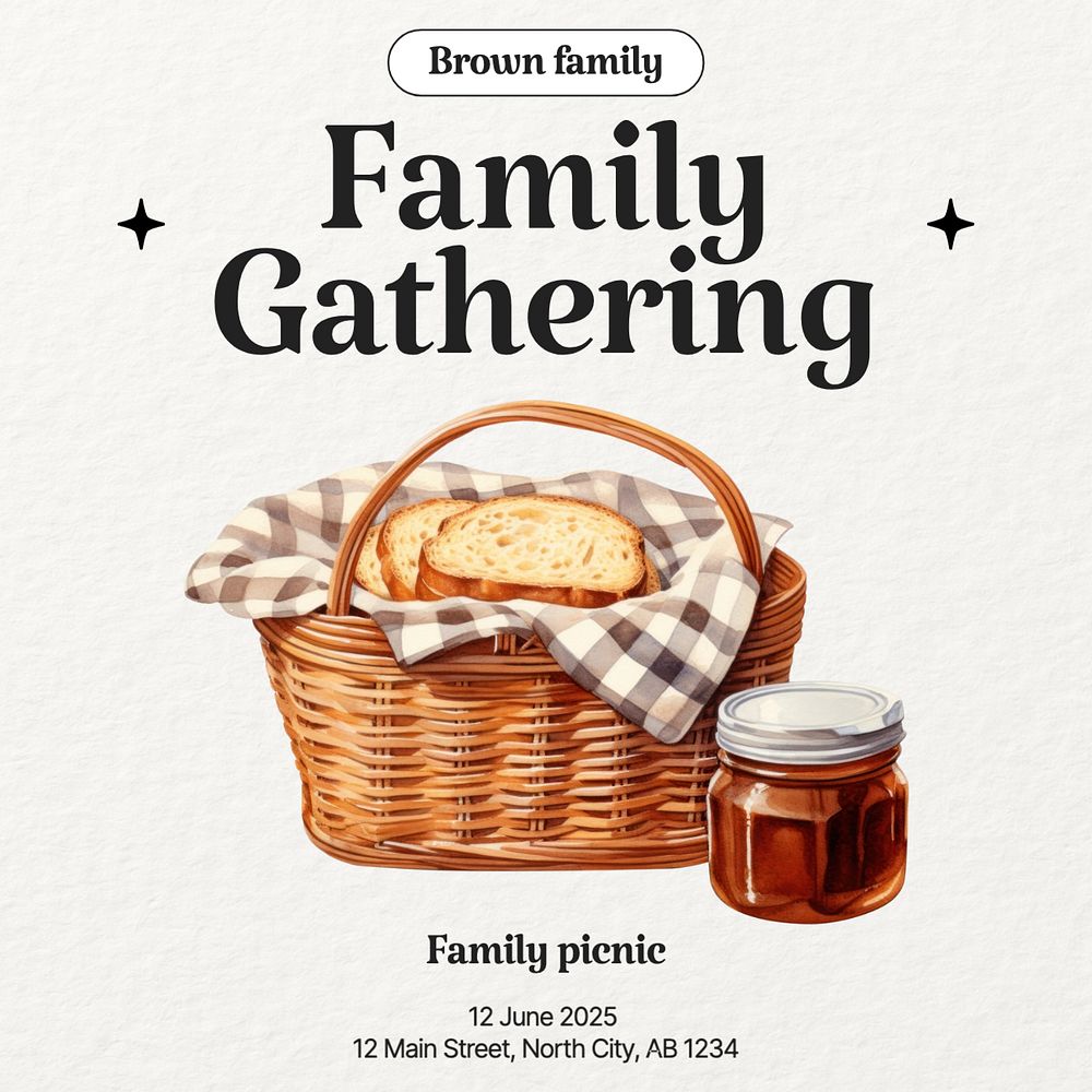 Family gathering Facebook post template, editable design