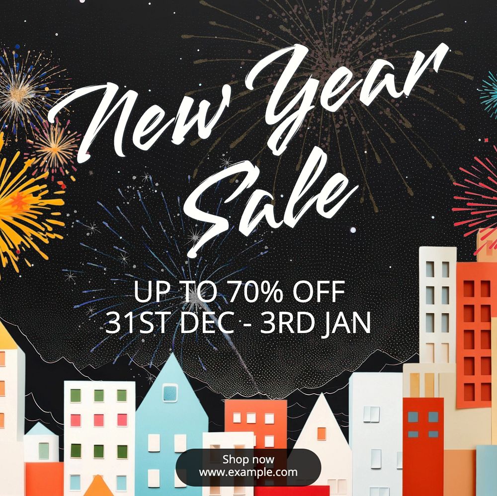 New Year sale Instagram post template, editable text