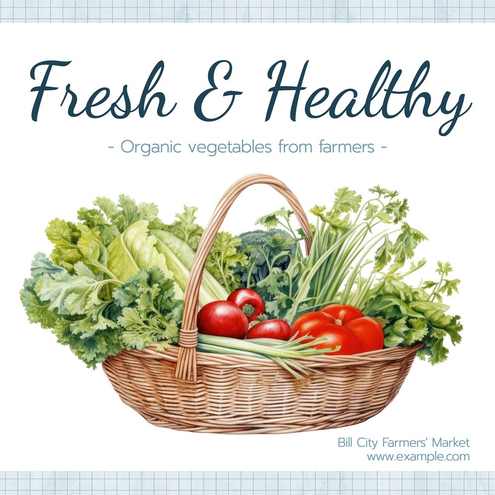 Fresh vegetable market Facebook post template, editable design