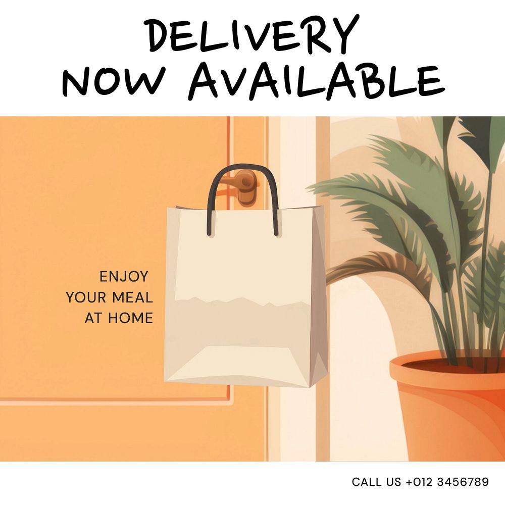 Delivery now available Instagram post template, editable text