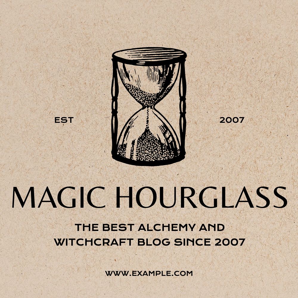 Magic hourglass Instagram post template, editable text