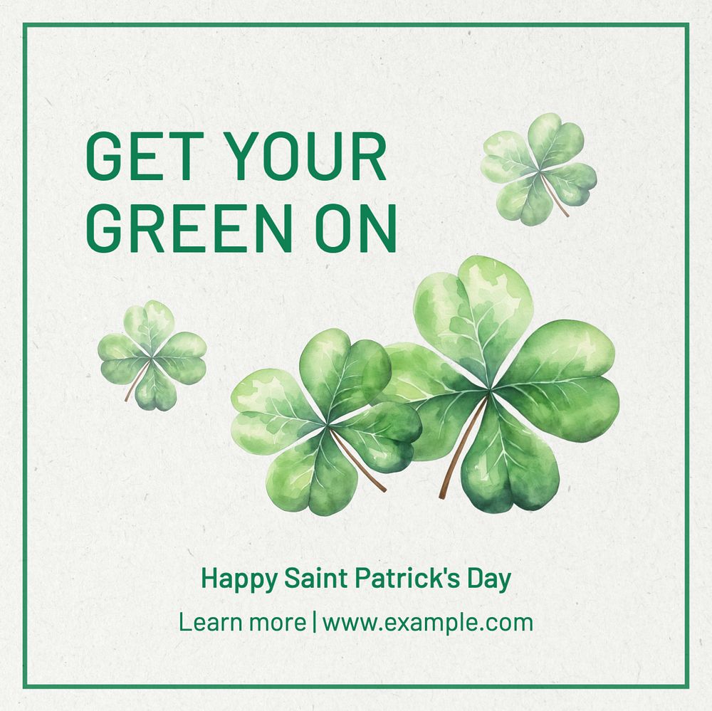 St. patrick's day Instagram post template, editable text