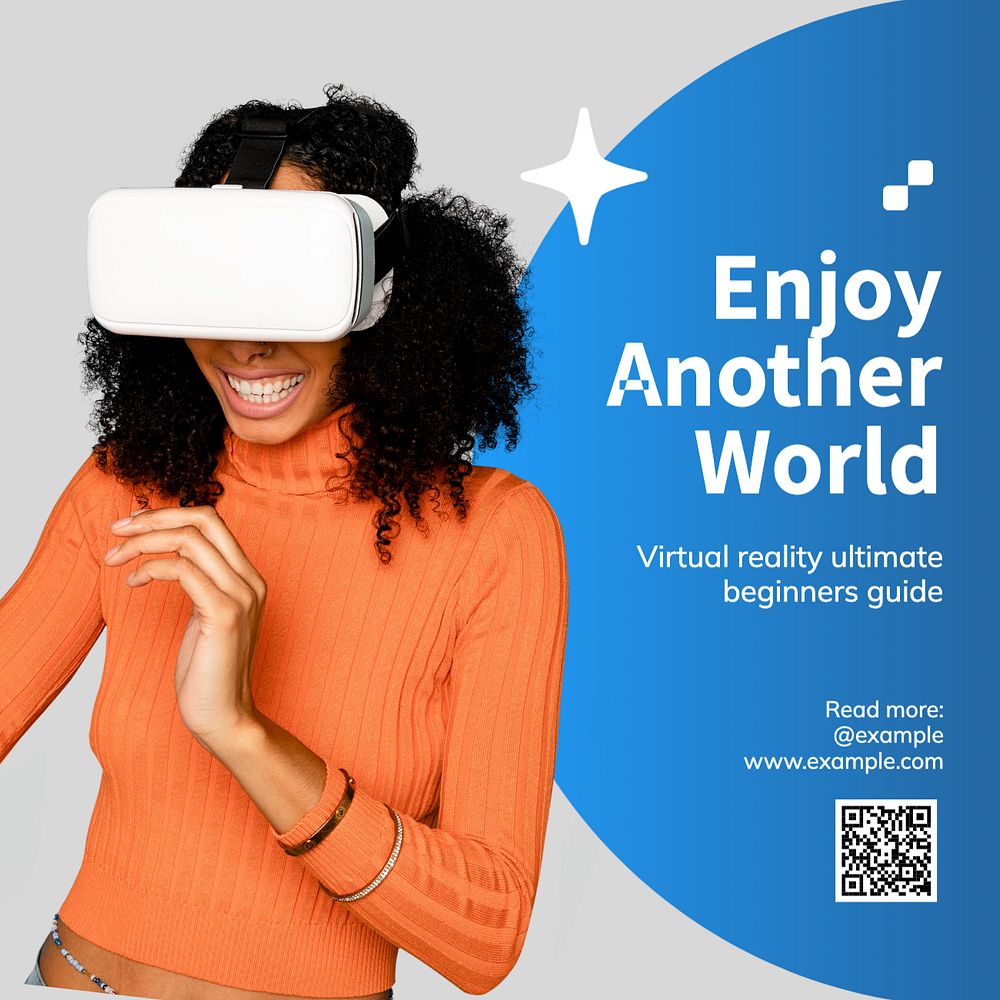 VR experience Instagram post template, editable text