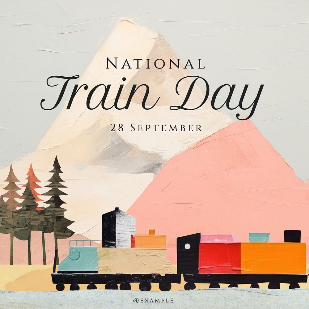 National train day Instagram post template, editable text