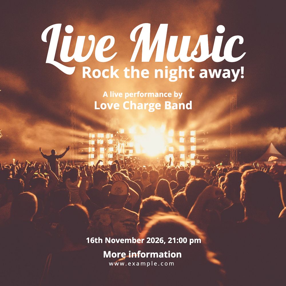 Live music  Instagram post template, editable text