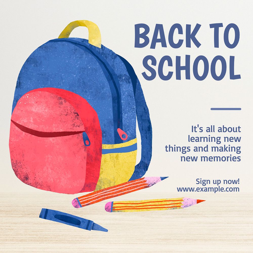 Back to school Instagram post template, editable text